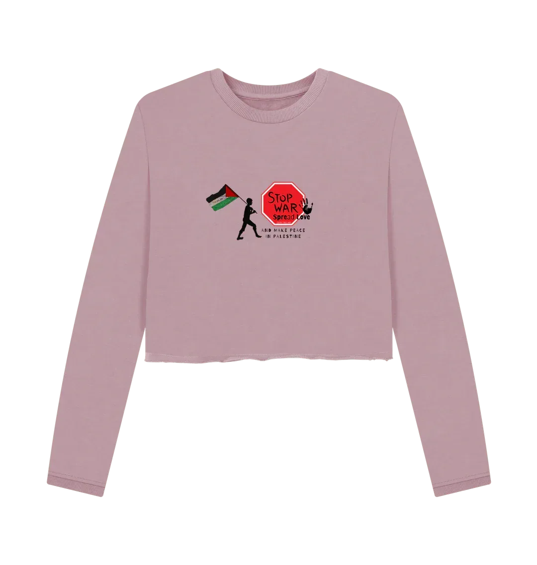 Stop War, Spread Love Palestine Women's Boxy Jumper - Livity Tree Art