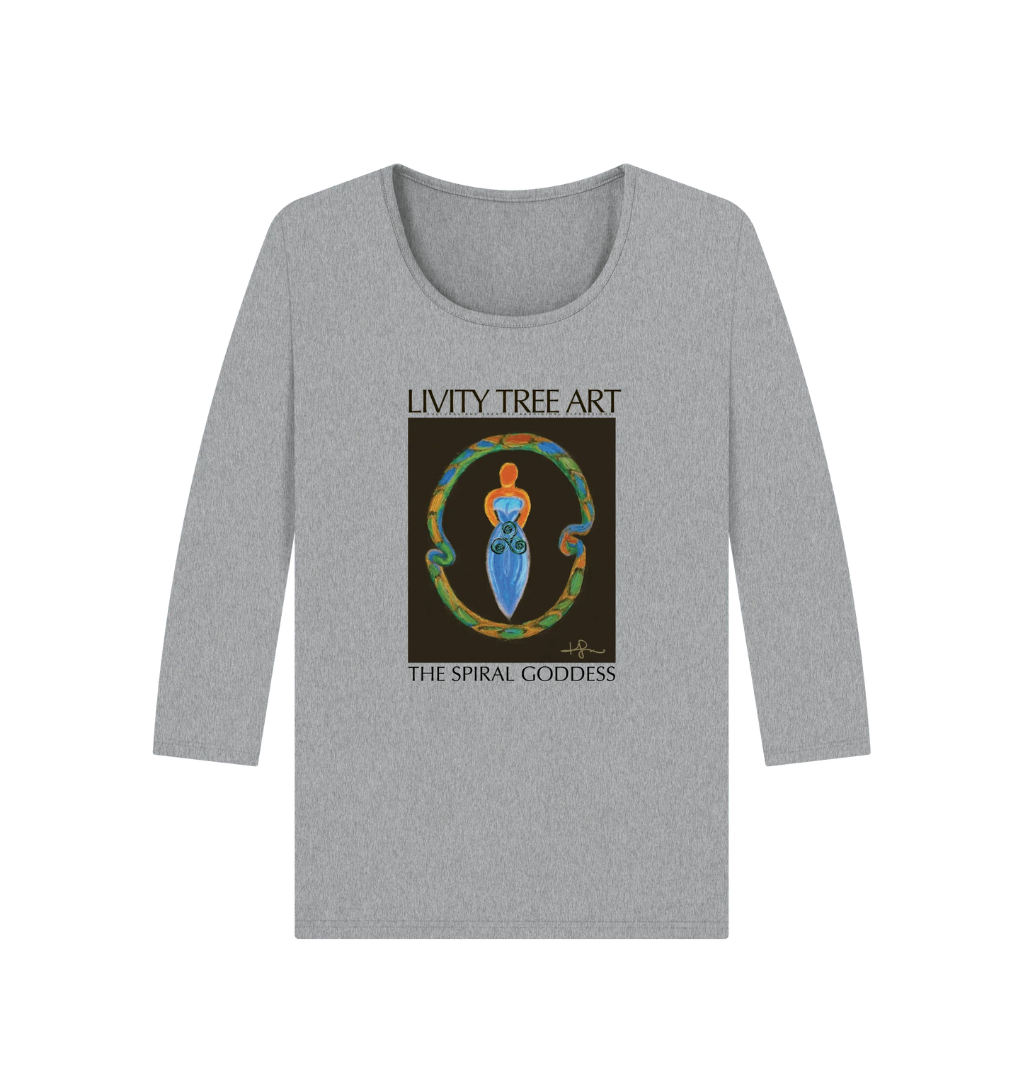 The Spiral Goddess Premium Certified Cotton Long Sleeve Tee - Livity Tree Art