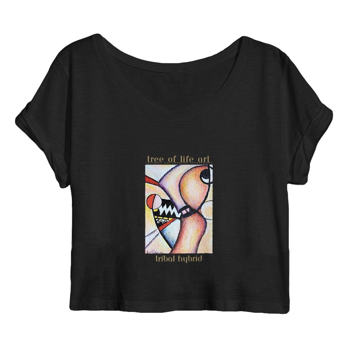 Tribal Hybrid Premium Plus Woman's Crop Top - 100% Organic Cotton | Tree of Life Art - Tree of Life Art
