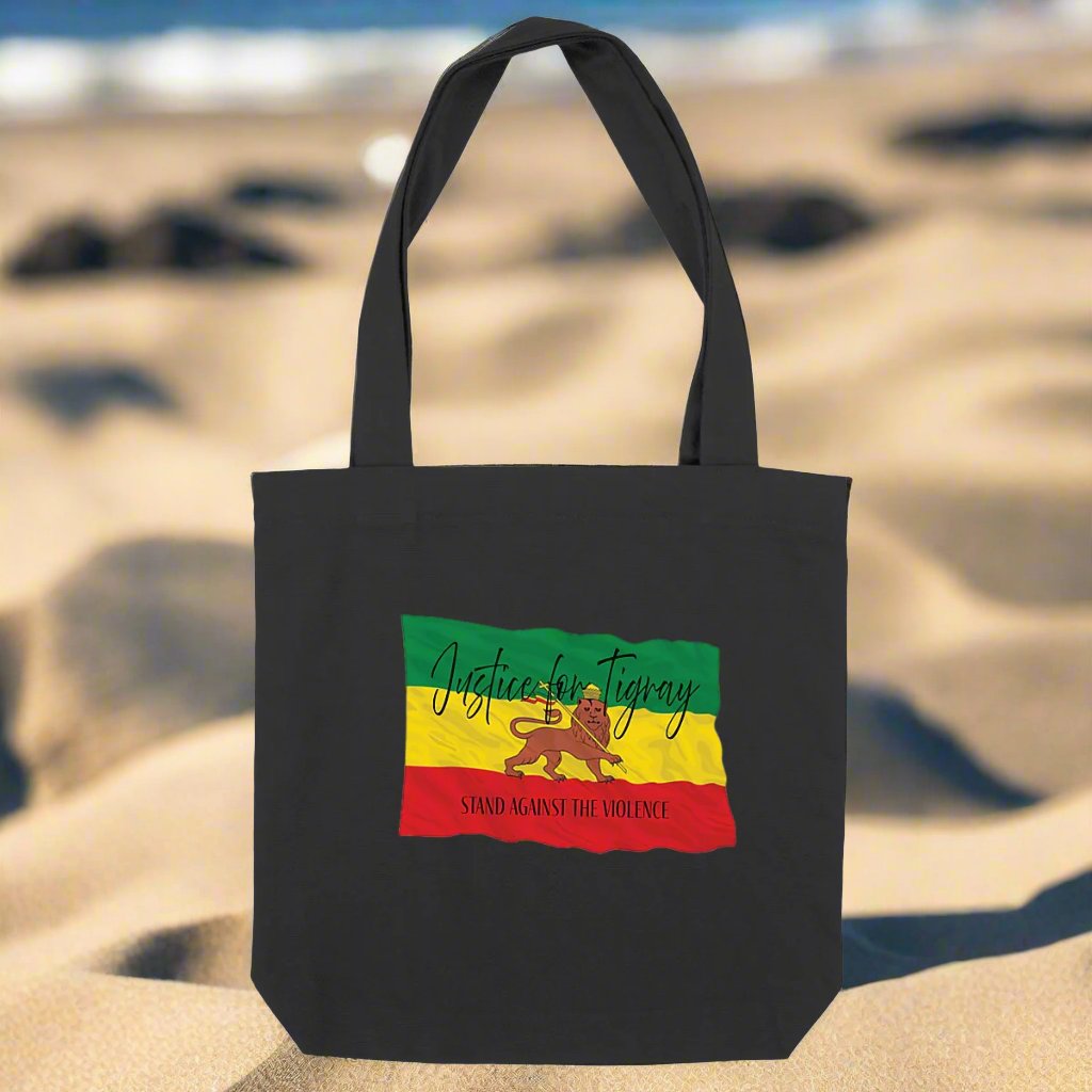 Justice for Tigray Premium Plus Heavy Totebag - 80% Recycled Cotton, 20% Recycled Polyester | Tree of Life Art - Tree of Life Art