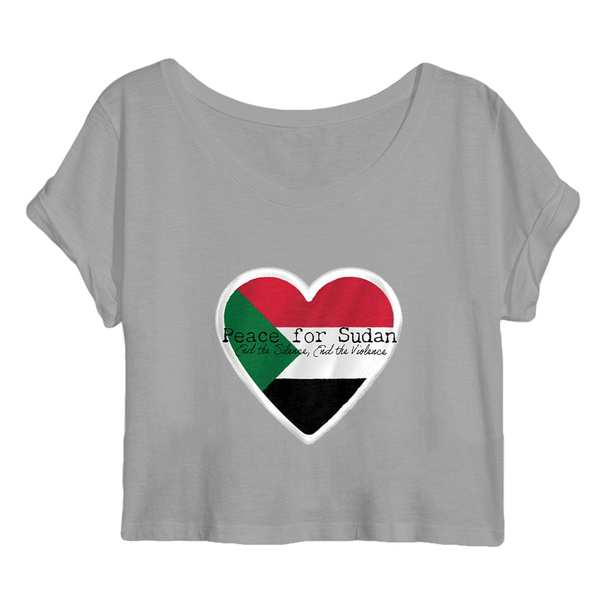 Peace for Sudan Crop Top - 100% Organic Cotton, Lightweight, Rolled Sleeves | Tree of Life Art - Tree of Life Art