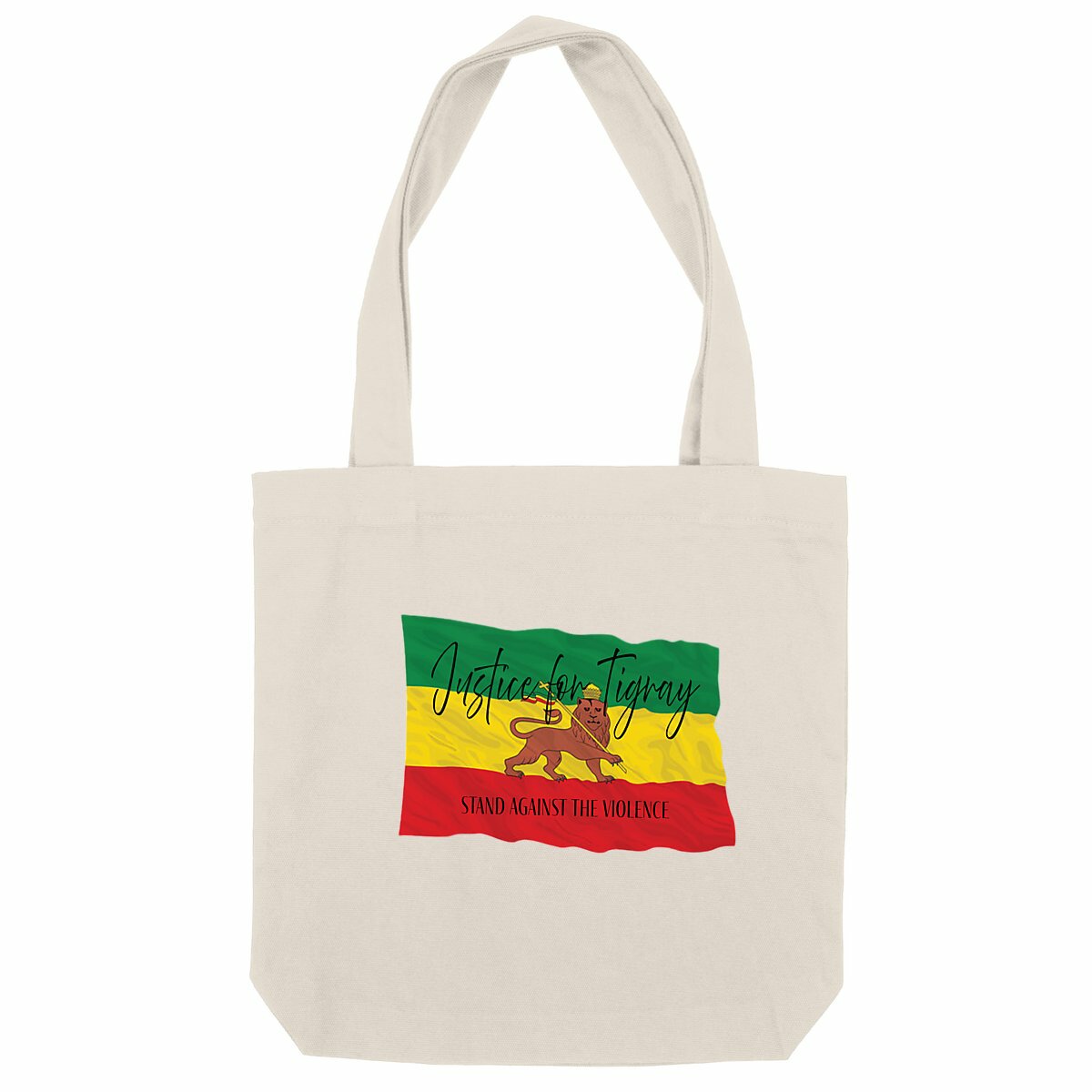 Justice for Tigray Premium Plus Heavy Totebag - 80% Recycled Cotton, 20% Recycled Polyester | Tree of Life Art - Tree of Life Art