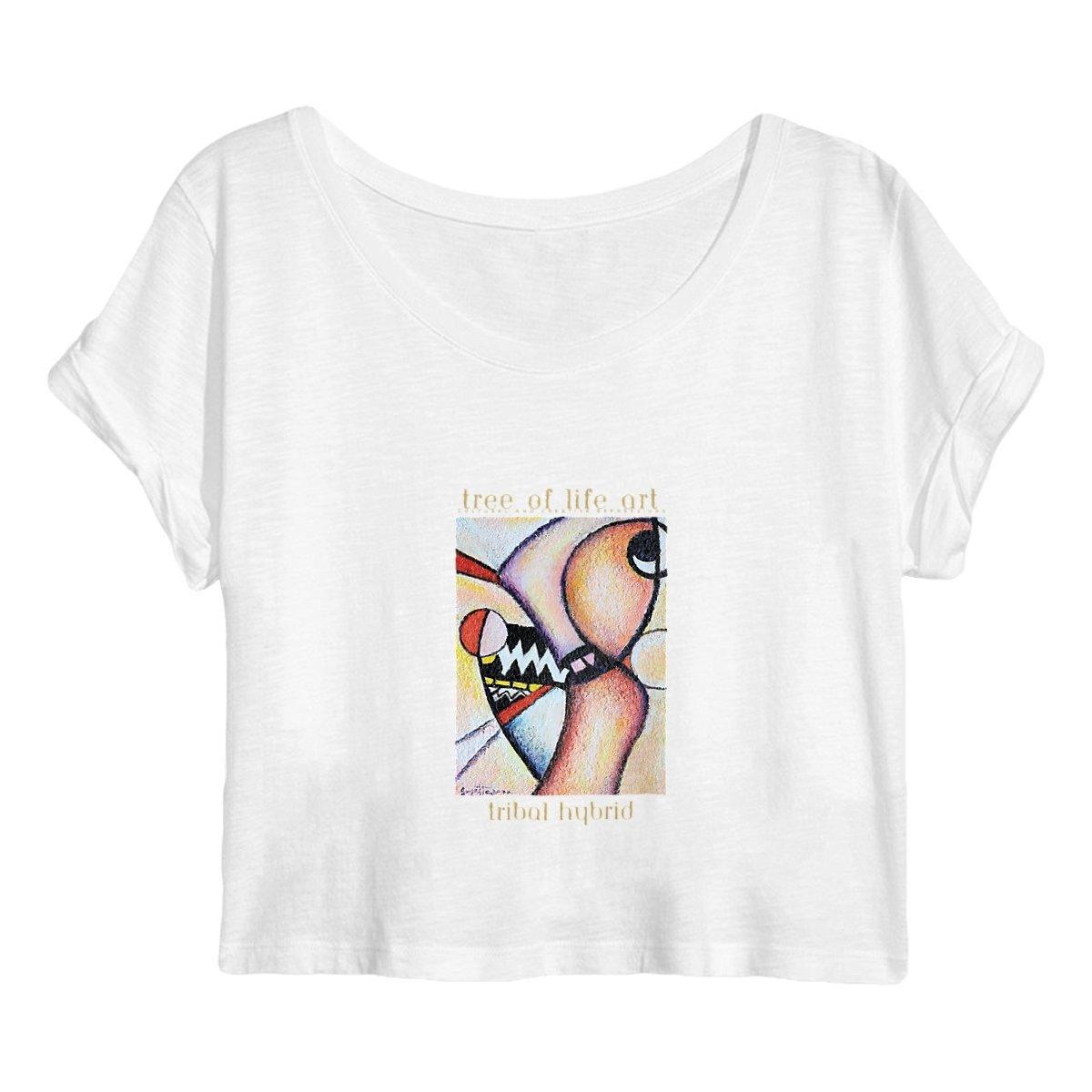 Tribal Hybrid Premium Plus Woman's Crop Top - 100% Organic Cotton | Tree of Life Art - Tree of Life Art