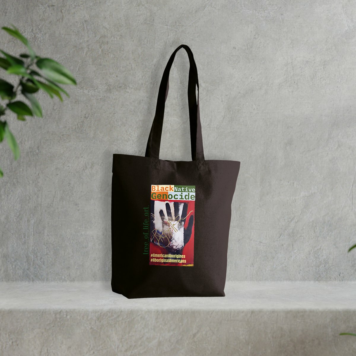 Native Black Genocide #1 Premium Heavyweight Totebag - Made with Recycled Materials | Tree of Life Art - Tree of Life Art