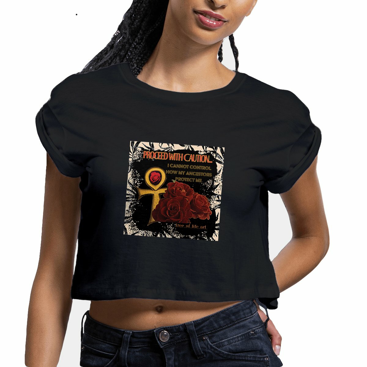 Ancestors Protection Crop Top - Women's Premium Organic Cotton | Tree of Life Art - Tree of Life Art