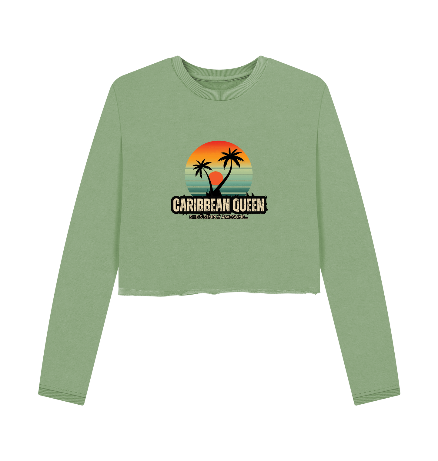 Sage Printed Boxy Jumpers Front