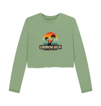 Sage Printed Boxy Jumpers Front