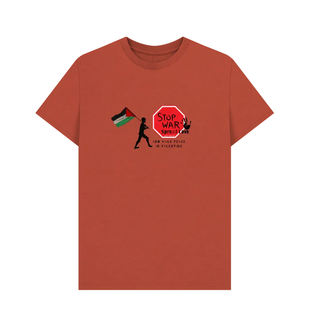 Stop War, Spread Love Palestine Unisex Plain T-shirt - Livity Tree Art