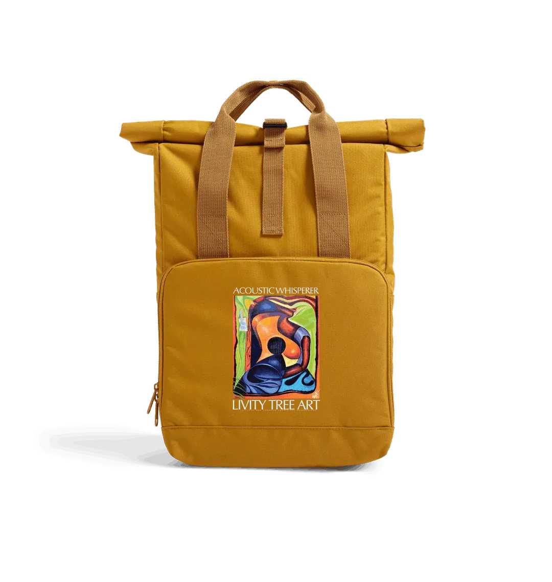 Acoustic Whisperer Recycled Twin handle Roll-Top Backpack - Livity Tree Art