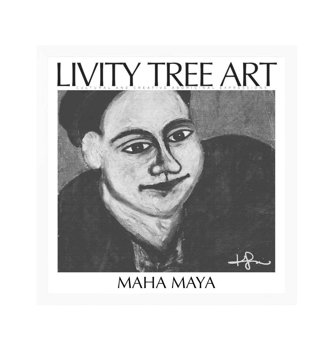 Maha Maya Black & White Square Art Print - Livity Tree Art