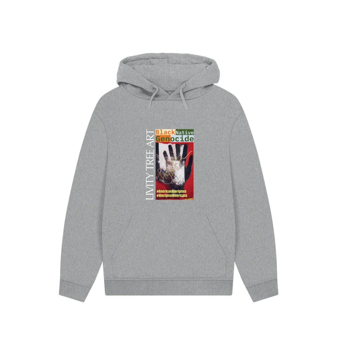 Black Native Genocide Unisex Kangaroo Pocket Hoody - Livity Tree Art