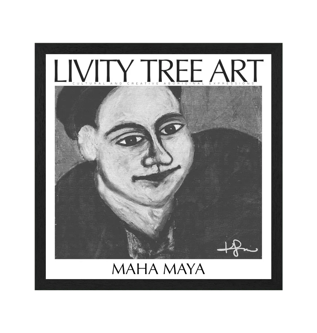 Maha Maya Black & White Square Art Print - Livity Tree Art