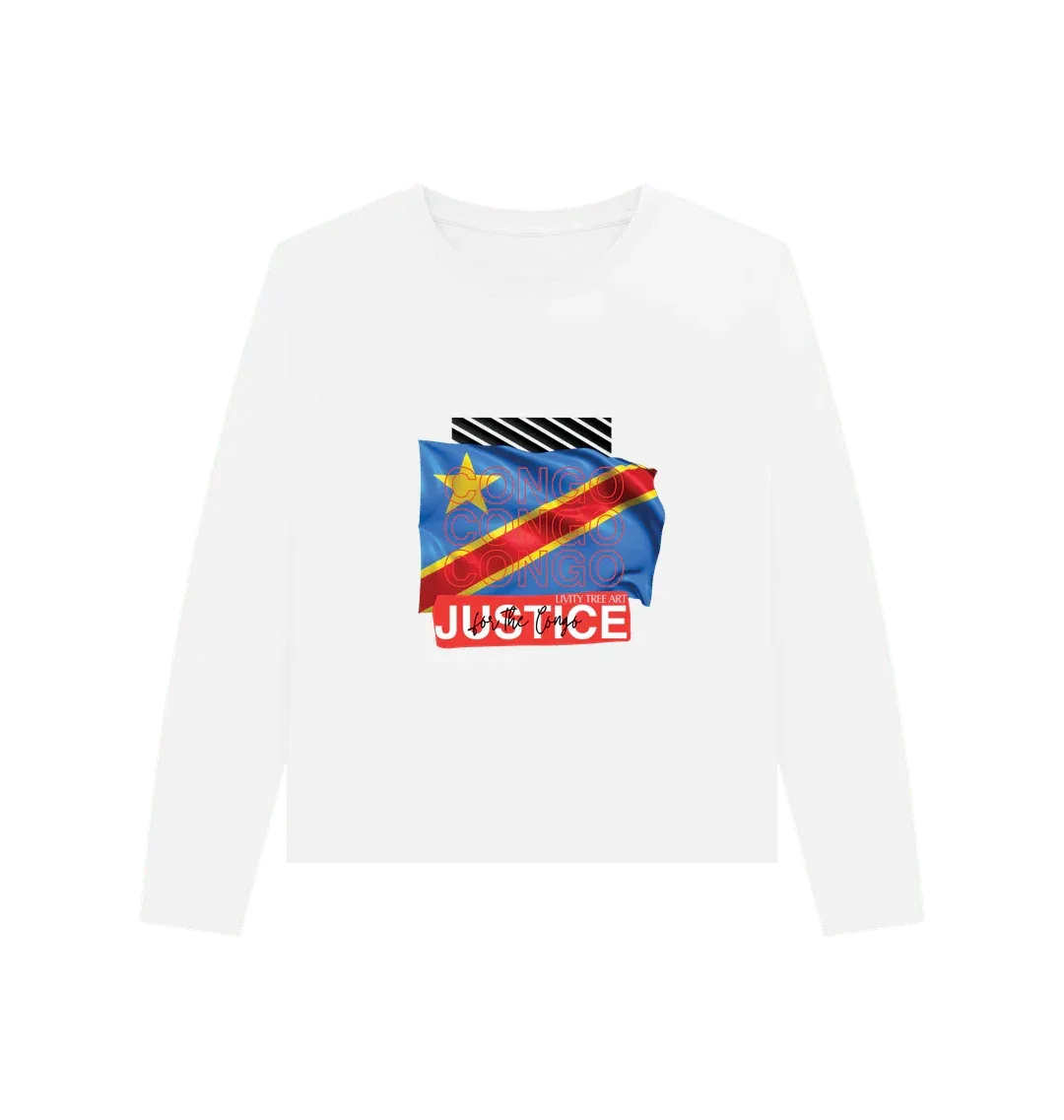 Justice for Congo Woman's Heavyweight Long Sleeve T-Shirt - Livity Tree Art