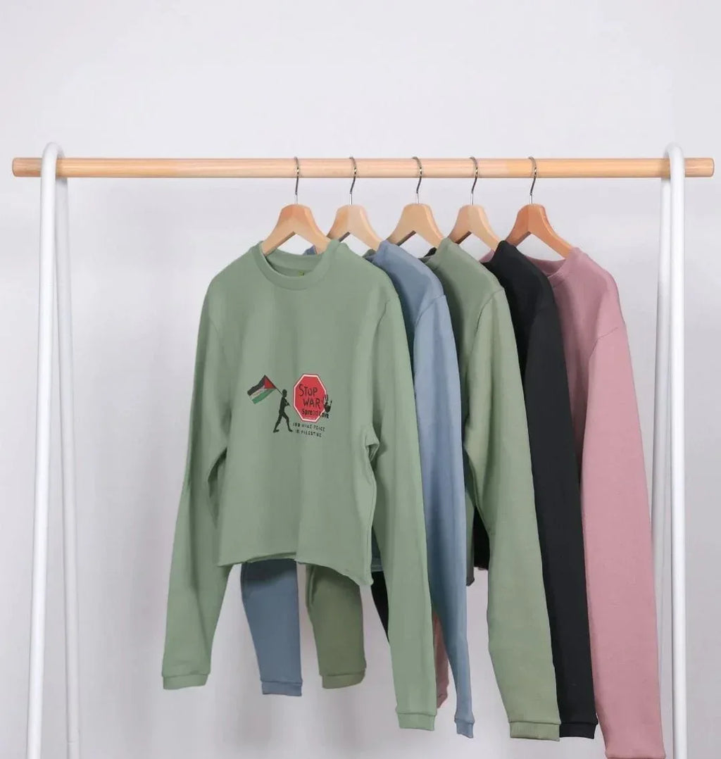 Stop War, Spread Love Palestine Women's Boxy Jumper - Livity Tree Art