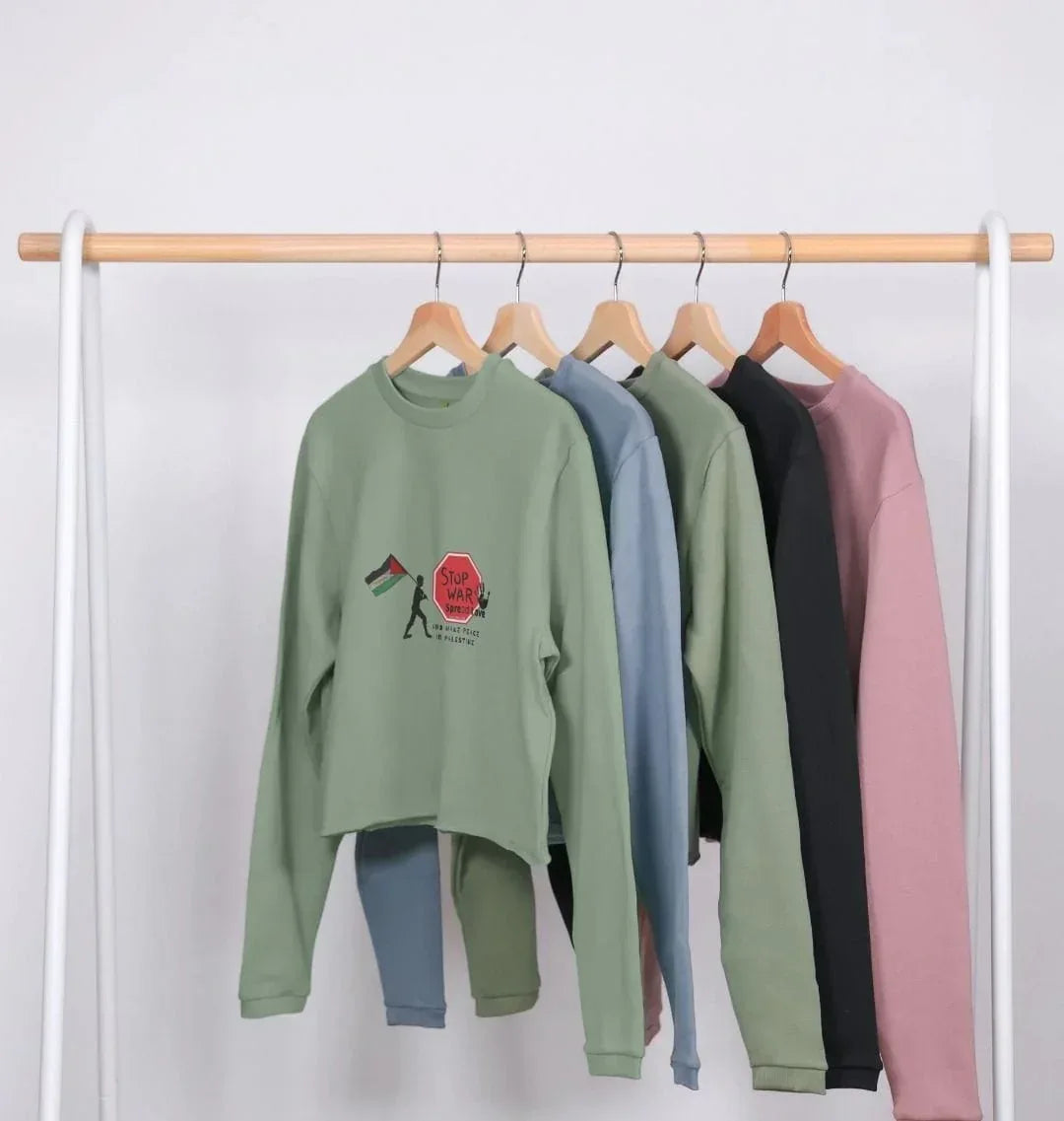 Stop War, Spread Love Palestine Women's Boxy Jumper - Livity Tree Art