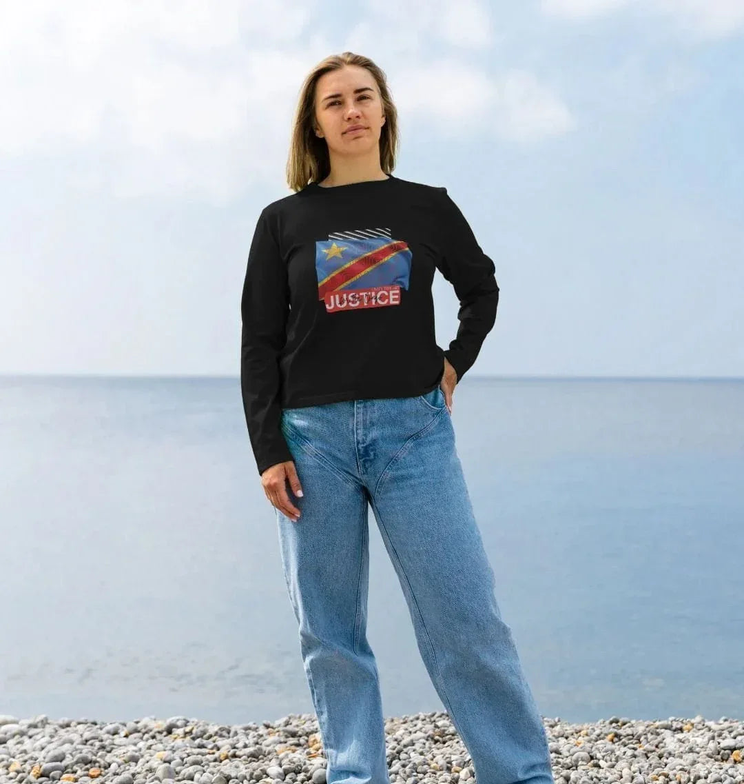 Justice for Congo Woman's Heavyweight Long Sleeve T-Shirt - Livity Tree Art