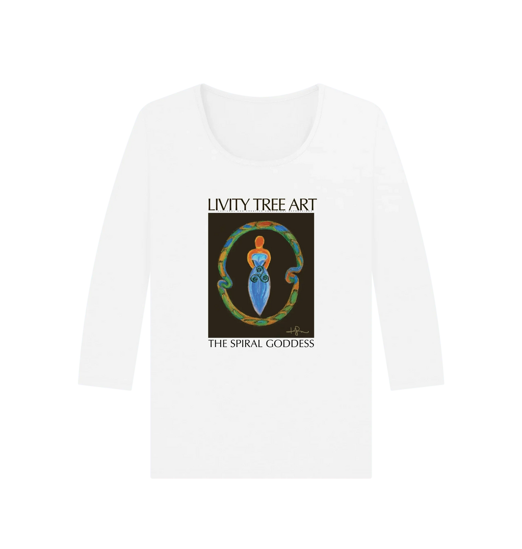 The Spiral Goddess Premium Certified Cotton Long Sleeve Tee - Livity Tree Art