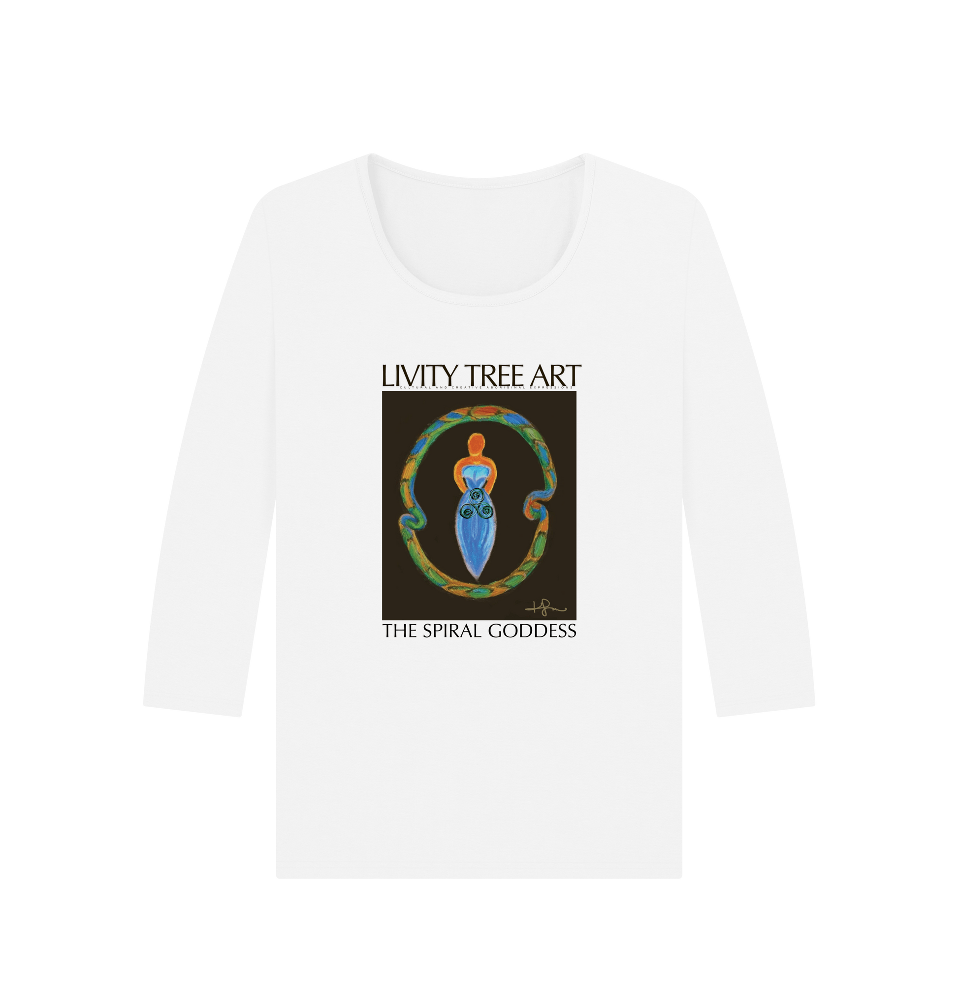 White Printed Long Sleeve T Shirt Front