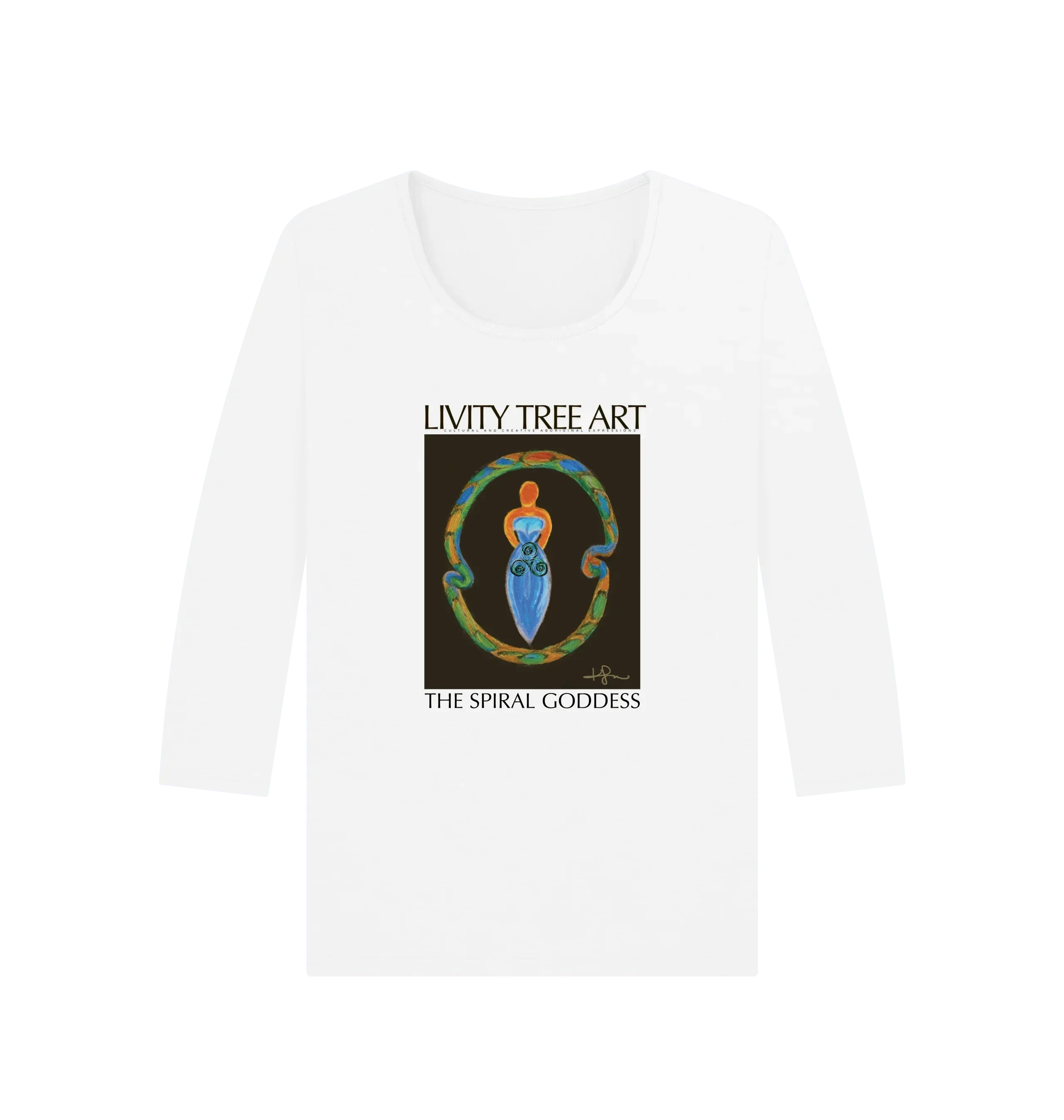 The Spiral Goddess Premium Certified Cotton Long Sleeve Tee - Livity Tree Art