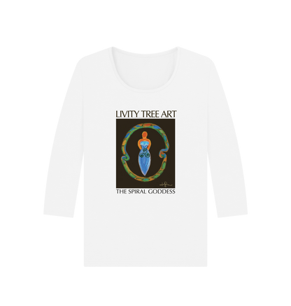 White Printed Long Sleeve T Shirt Front