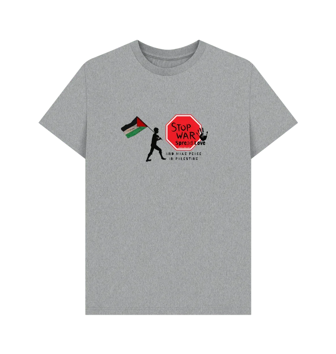 Stop War, Spread Love Palestine Unisex Plain T-shirt - Livity Tree Art