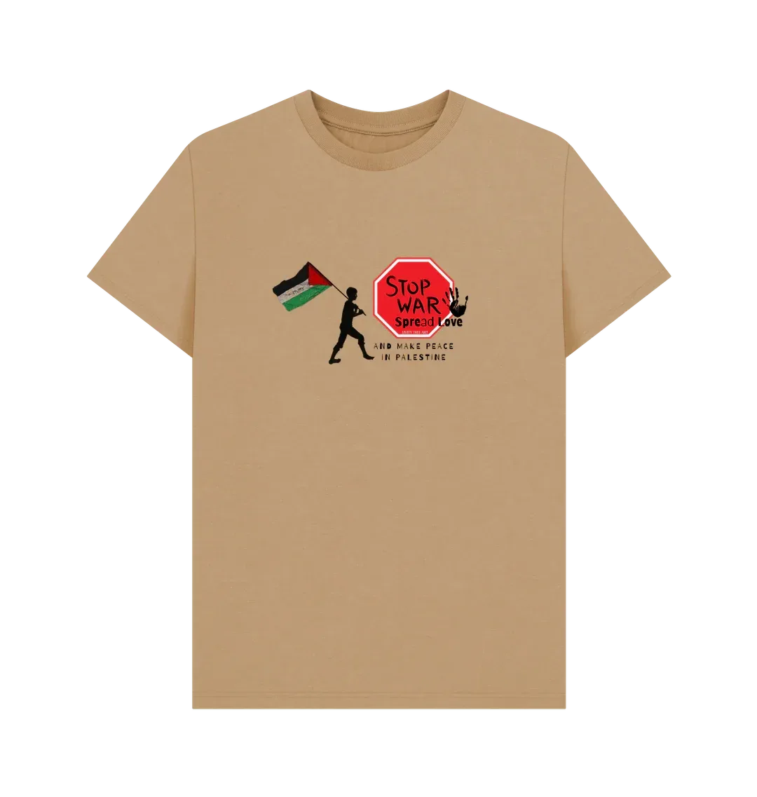 Stop War, Spread Love Palestine Unisex Plain T-shirt - Livity Tree Art