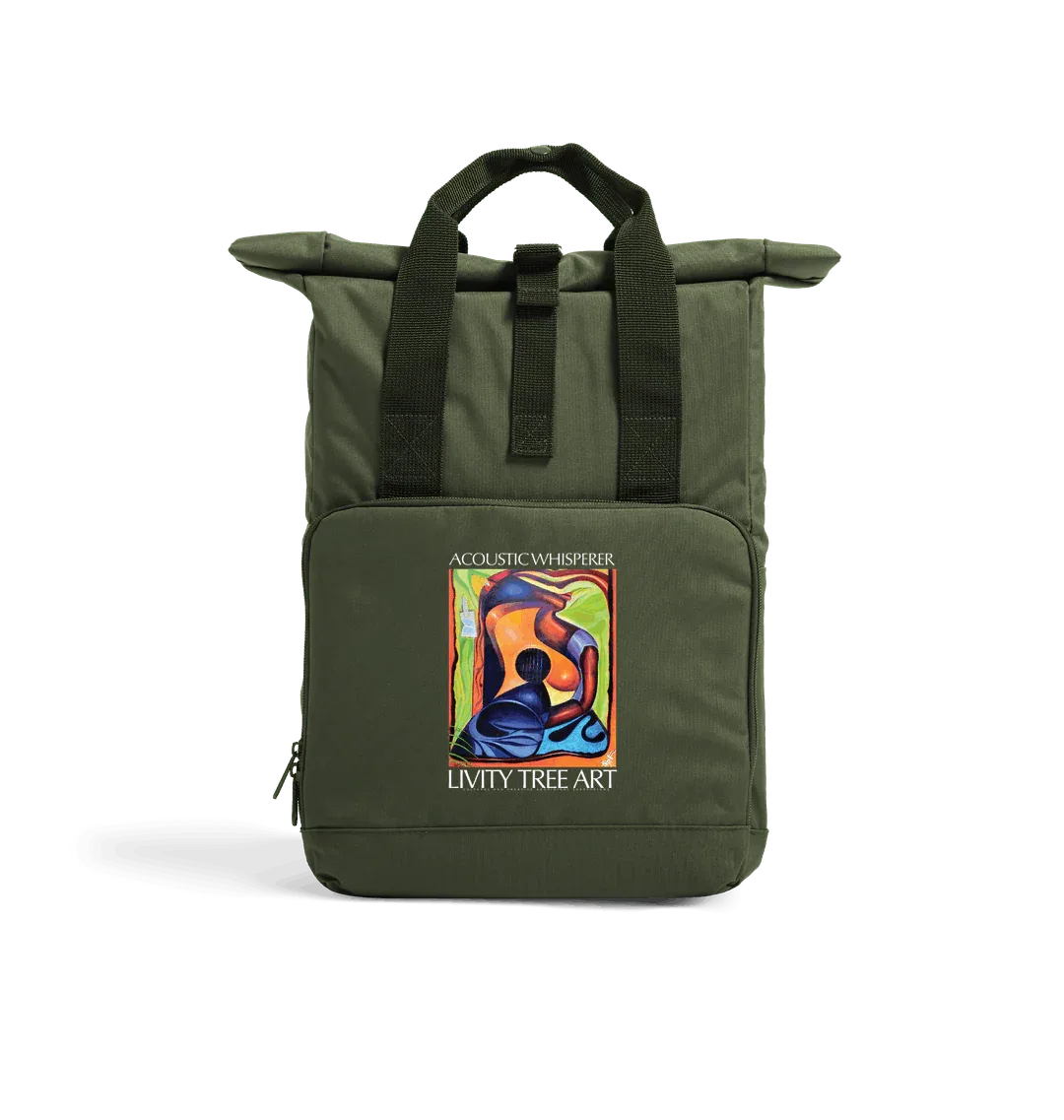 Acoustic Whisperer Recycled Twin handle Roll-Top Backpack - Livity Tree Art