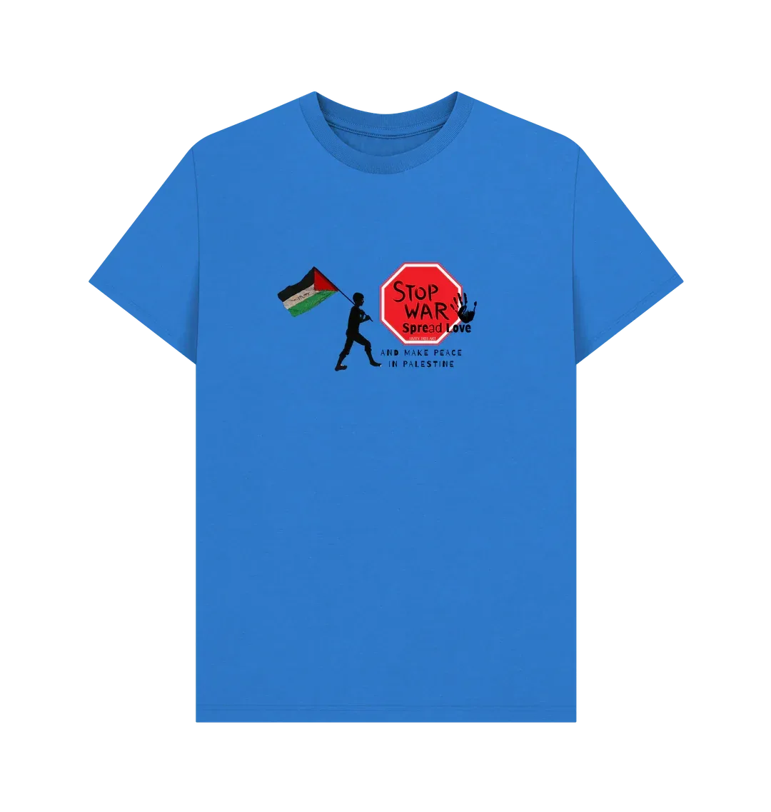 Stop War, Spread Love Palestine Unisex Plain T-shirt - Livity Tree Art