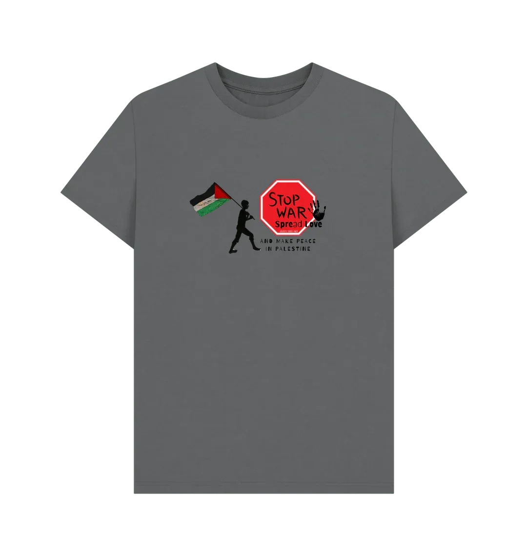 Stop War, Spread Love Palestine Unisex Plain T-shirt - Livity Tree Art