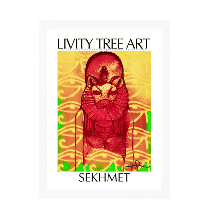 Sekhmet Goddess Rastafari Portrait, White Frame Framed art print Front