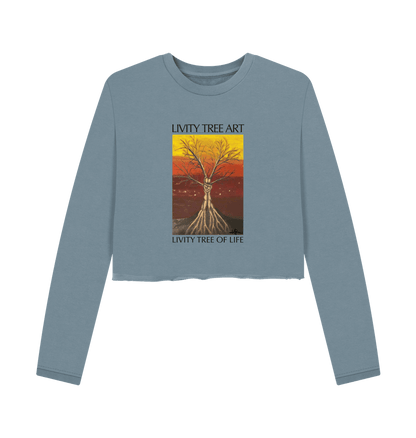 Stone Blue Printed Boxy Jumpers Front