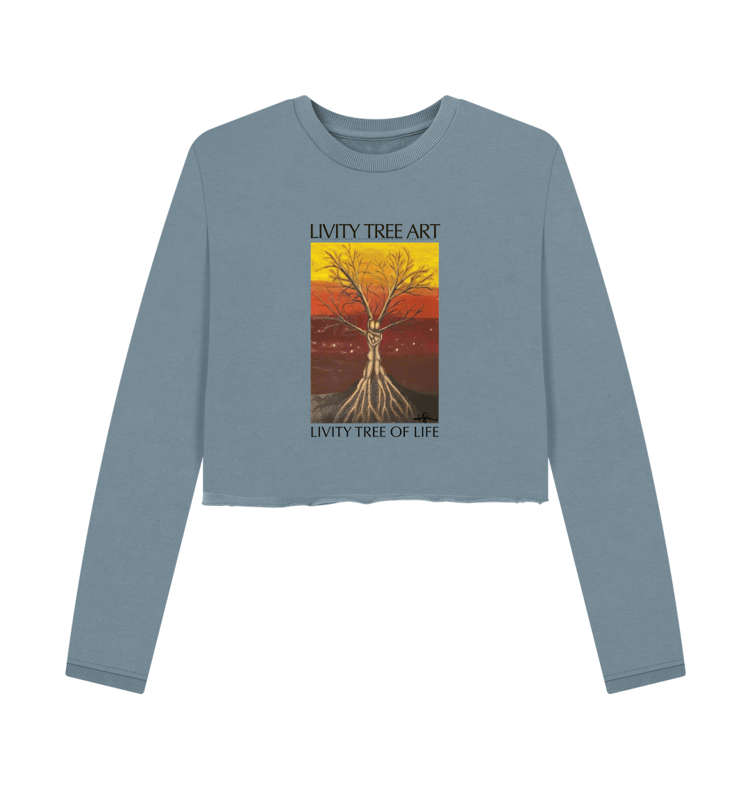 Stone Blue Printed Boxy Jumpers Front