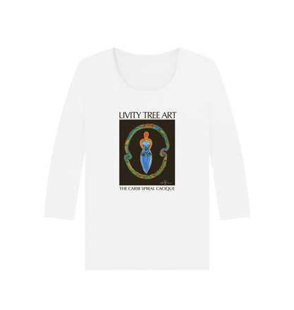 White Printed Long Sleeve T Shirt Front