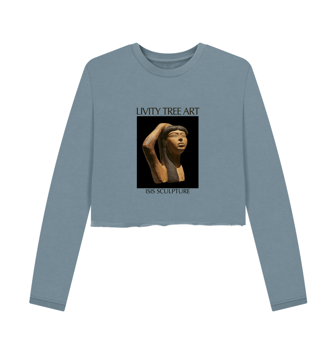 Stone Blue Printed Boxy Jumpers Front