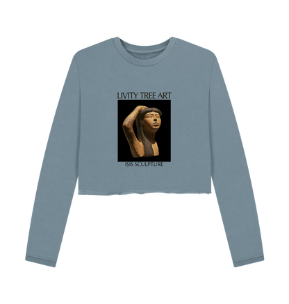 Stone Blue Printed Boxy Jumpers Front