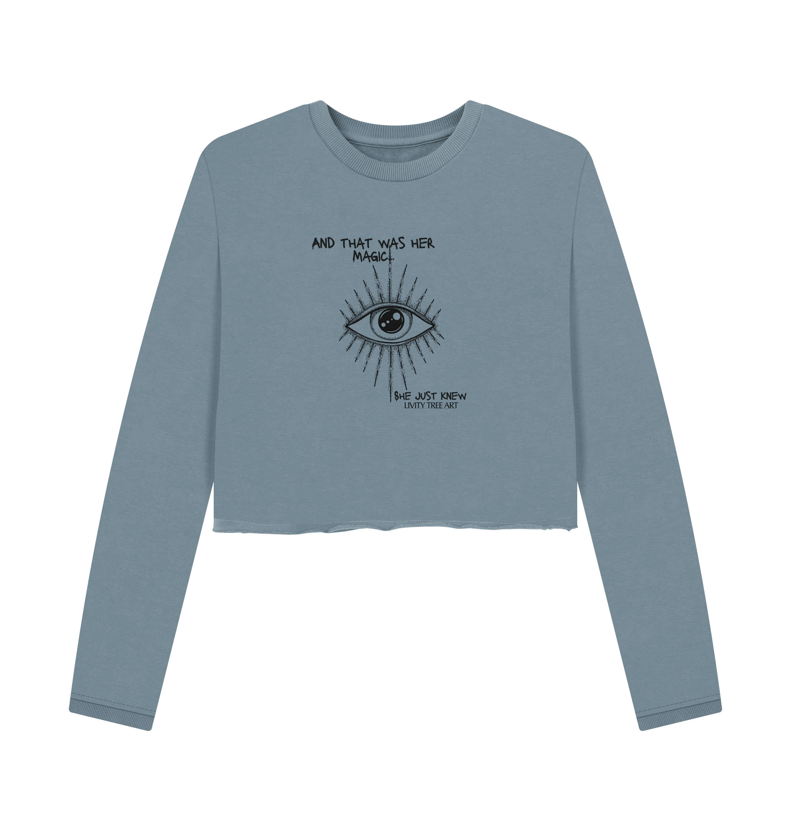 Stone Blue Printed Boxy Jumpers Front