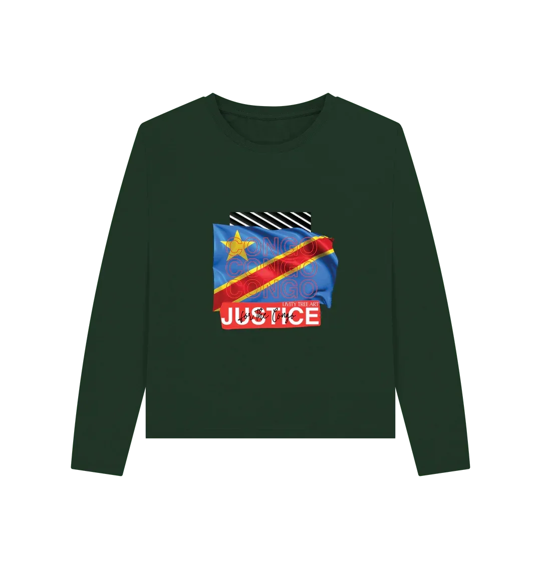 Justice for Congo Woman's Heavyweight Long Sleeve T-Shirt - Livity Tree Art