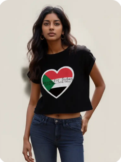 Peace for Sudan Crop Top - 100% Organic Cotton, Lightweight, Rolled Sleeves | Tree of Life Art - Tree of Life Art