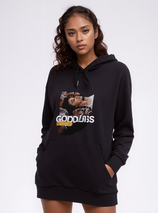 Goddess Rises Premium 100% Organic Cotton Woman's Hoodie Dress | Tree of Life Art - Tree of Life Art