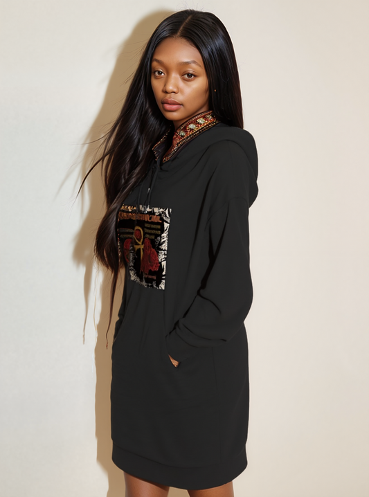 Ancestors Premium 100% Organic Cotton Woman's Hoodie Dress | Tree of Life Art - Tree of Life Art