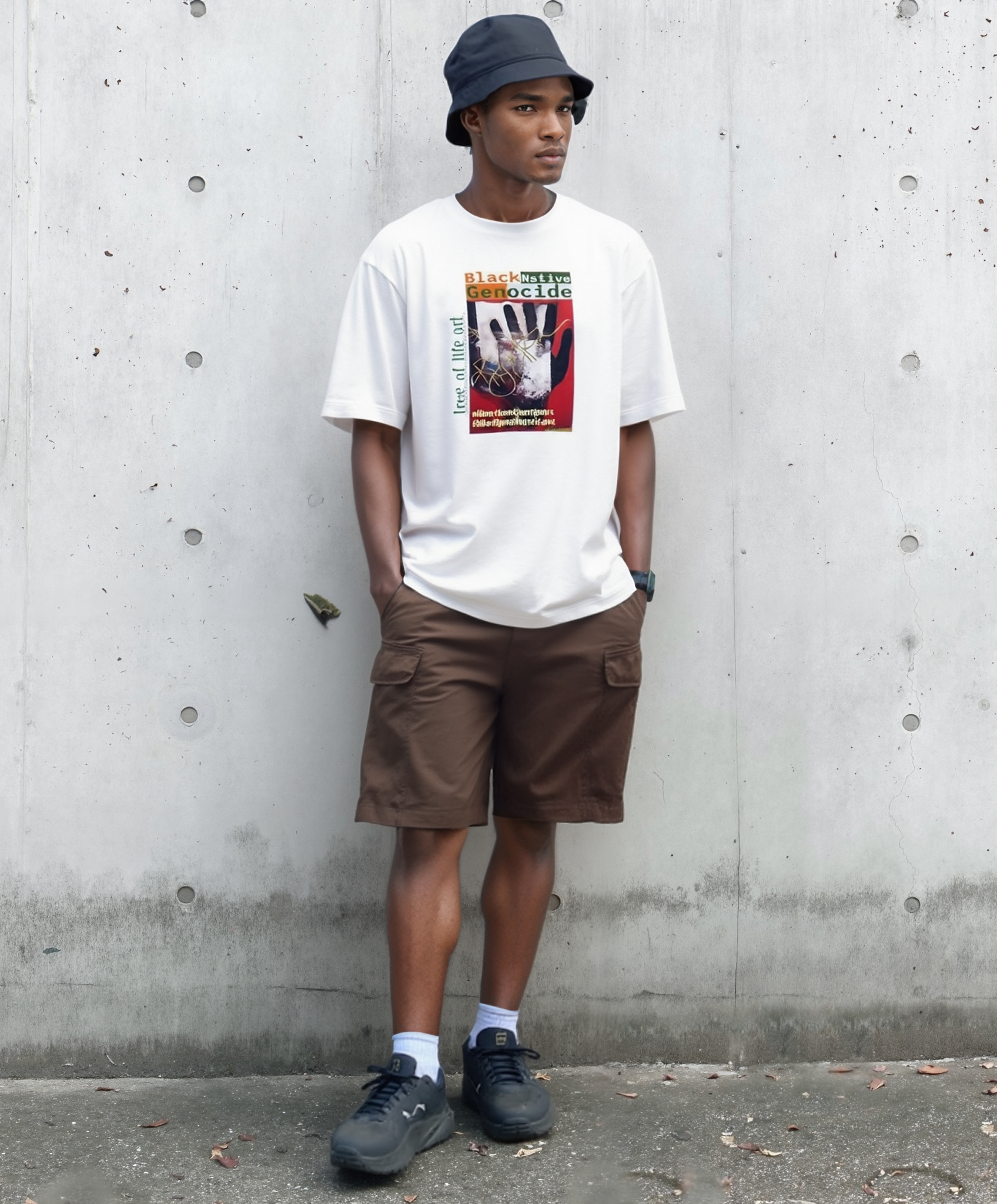 Black Native Genocide #1 Premium Men's Oversized Heavyweight T-shirt - 90% Organic Cotton | Tree of Life Art - Tree of Life Art