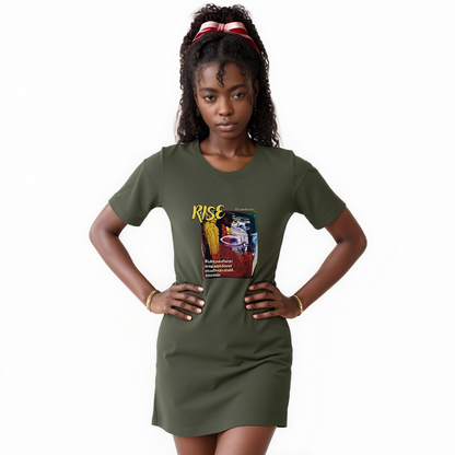 Rise! Dedication to Haiti Earthquake Comfy Fit Women's T-shirt Dress - 100% Organic Cotton | Tree of Life Art - Tree of Life Art