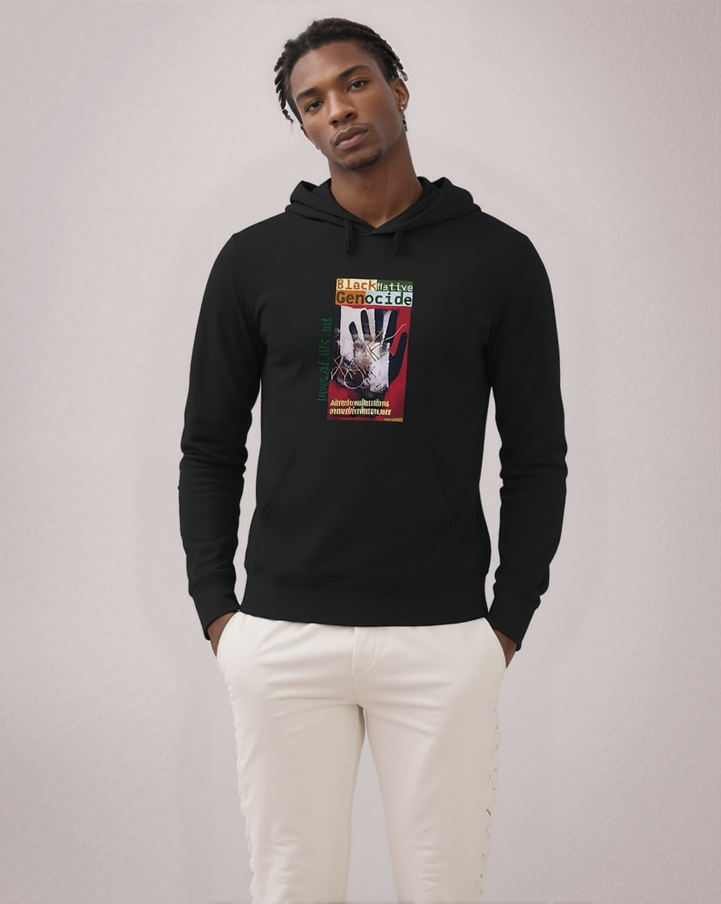 Native Black Genocide Premium Unisex Hoodie - Lightweight Straight Cut | Tree of Life Art - Tree of Life Art