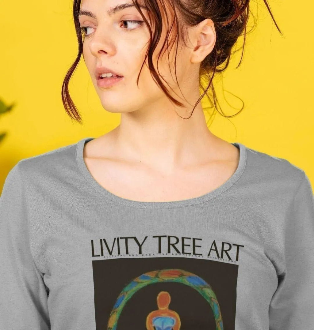 Aboriginal Spiral Mother | Premium Certified Organic Cotton Long Sleeve Tee - Livity Tree Art