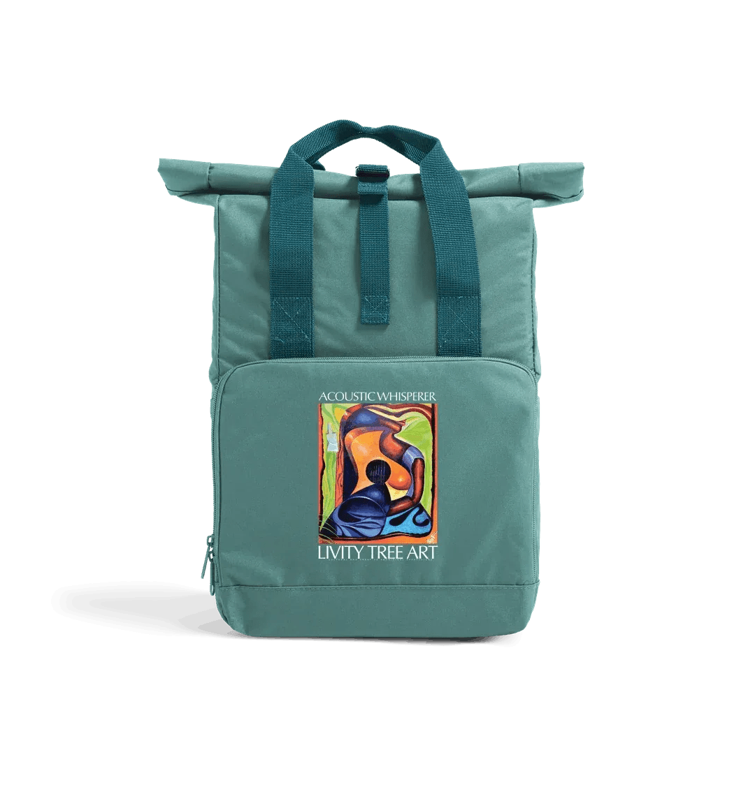 Acoustic Whisperer Recycled Twin handle Roll-Top Backpack - Livity Tree Art