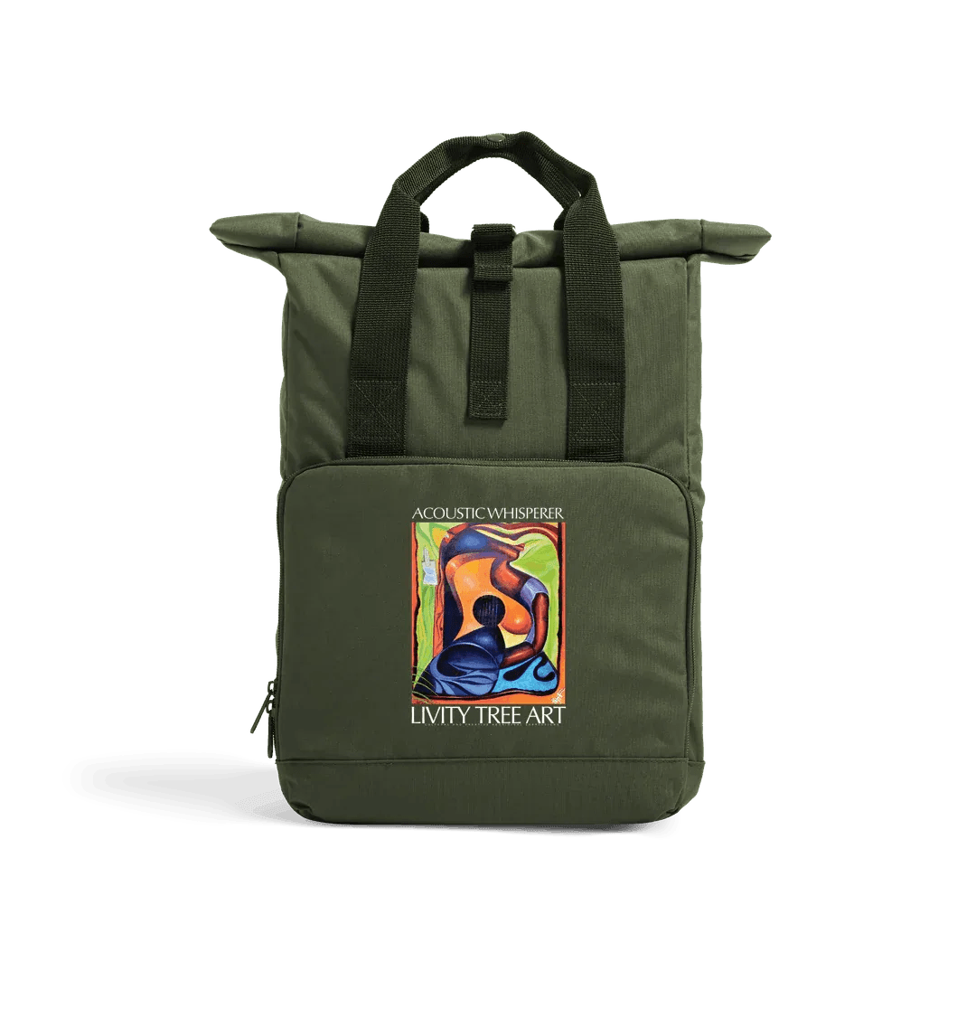 Acoustic Whisperer Recycled Twin handle Roll-Top Backpack - Livity Tree Art