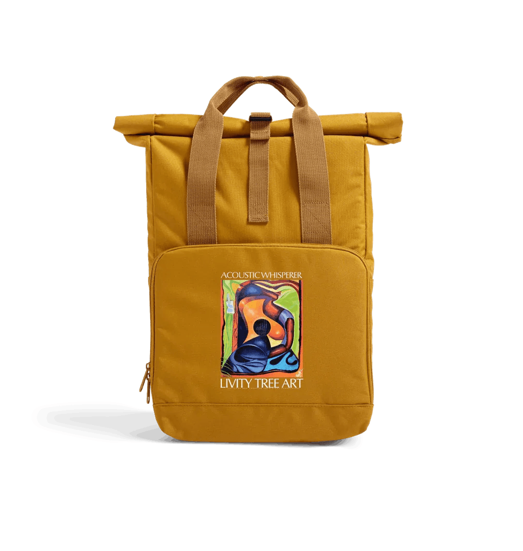 Acoustic Whisperer Recycled Twin handle Roll-Top Backpack - Livity Tree Art