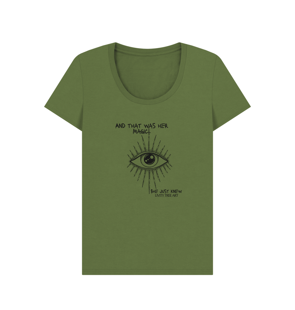 And That Was Her Magic Certified Organic Women's Scoop Neck T-shirt - Livity Tree Art
