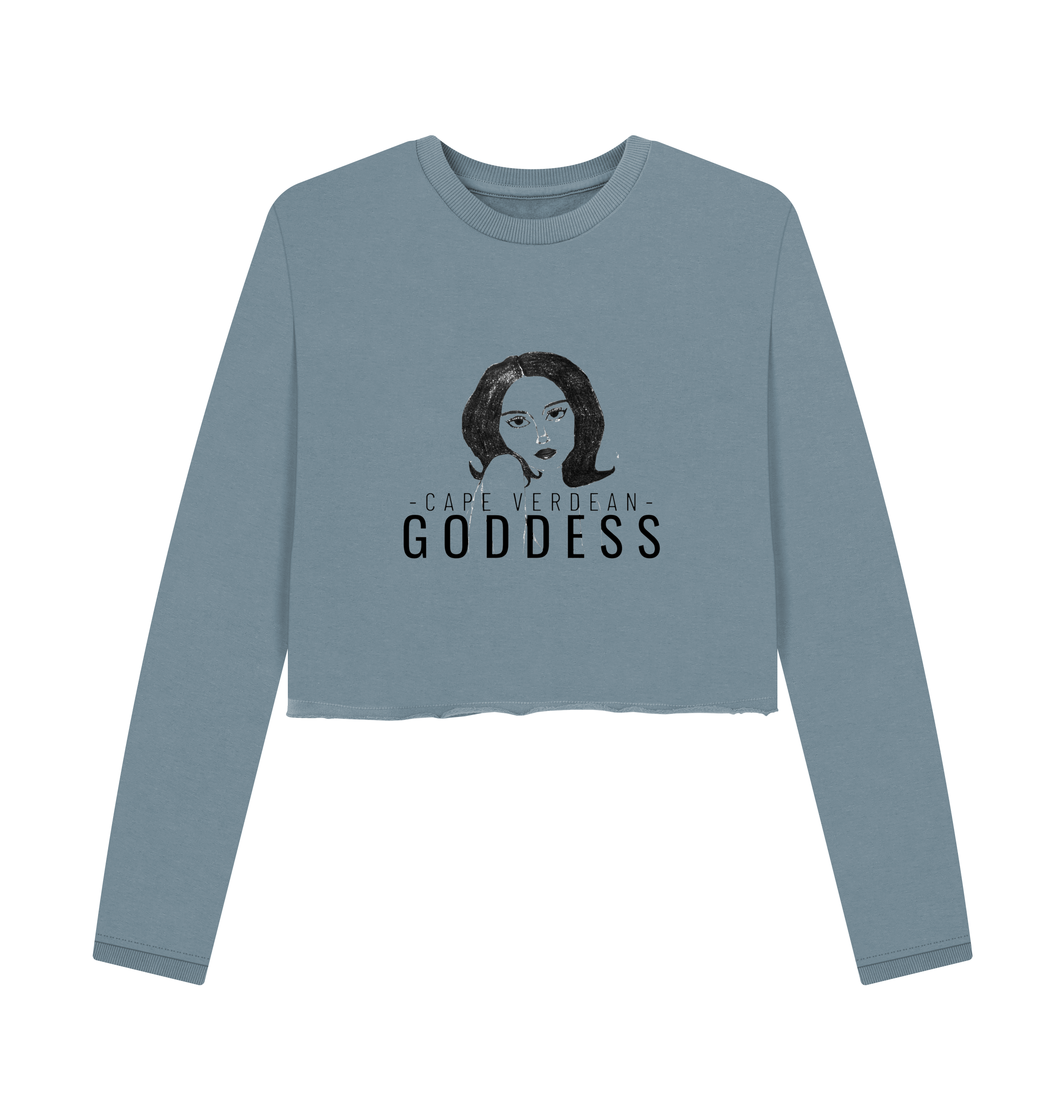 Stone Blue Printed Boxy Jumpers Front