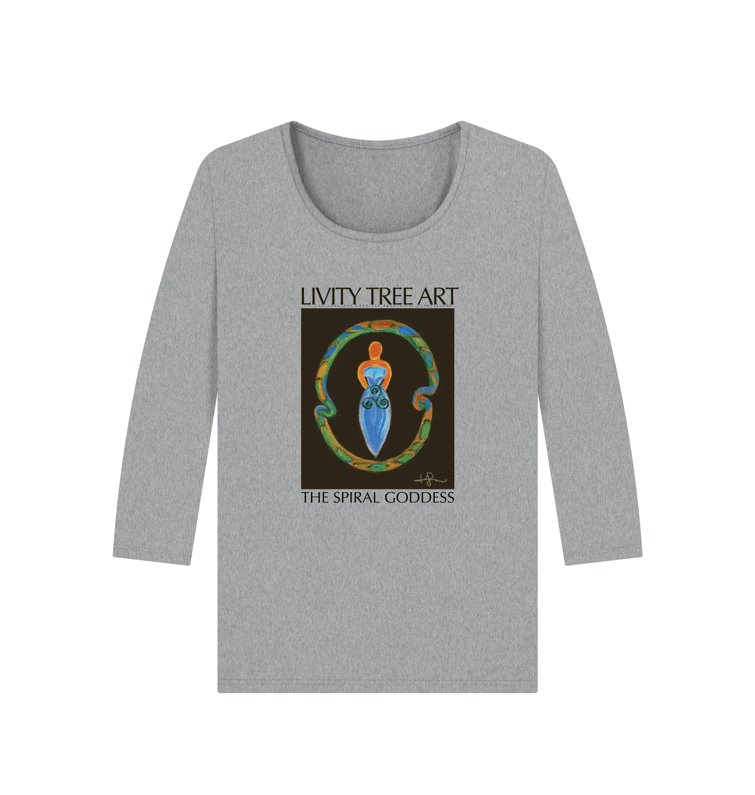 The Spiral Goddess Premium Certified Cotton Long Sleeve Tee - Livity Tree Art